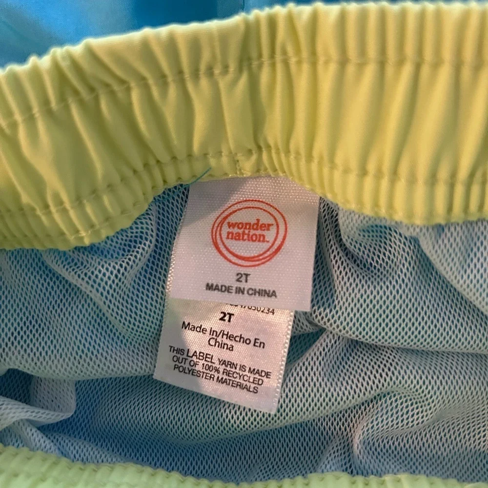 Wonder Nation Aqua & Yellow Swim Trunks Boy  Size 2T